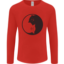 Yin Yang Cat Lover Funny Kitten Pet Mens Long Sleeve T-Shirt Red
