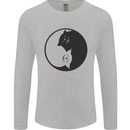 Yin Yang Cat Lover Funny Kitten Pet Mens Long Sleeve T-Shirt Sports Grey