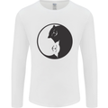 Yin Yang Cat Lover Funny Kitten Pet Mens Long Sleeve T-Shirt White