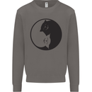 Yin Yang Cat Lover Funny Kitten Pet Mens Sweatshirt Jumper Charcoal