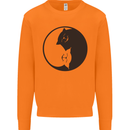 Yin Yang Cat Lover Funny Kitten Pet Mens Sweatshirt Jumper Orange