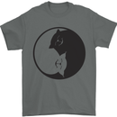 Yin Yang Cat Lover Funny Kitten Pet Mens T-Shirt Cotton Gildan Charcoal