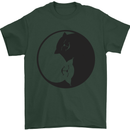Yin Yang Cat Lover Funny Kitten Pet Mens T-Shirt Cotton Gildan Forest Green