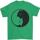 Yin Yang Cat Lover Funny Kitten Pet Mens T-Shirt Cotton Gildan Irish Green