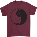 Yin Yang Cat Lover Funny Kitten Pet Mens T-Shirt Cotton Gildan Maroon