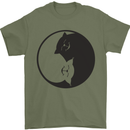 Yin Yang Cat Lover Funny Kitten Pet Mens T-Shirt Cotton Gildan Military Green