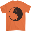 Yin Yang Cat Lover Funny Kitten Pet Mens T-Shirt Cotton Gildan Orange