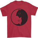 Yin Yang Cat Lover Funny Kitten Pet Mens T-Shirt Cotton Gildan Red