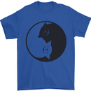 Yin Yang Cat Lover Funny Kitten Pet Mens T-Shirt Cotton Gildan Royal Blue