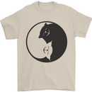 Yin Yang Cat Lover Funny Kitten Pet Mens T-Shirt Cotton Gildan Sand