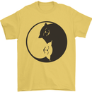 Yin Yang Cat Lover Funny Kitten Pet Mens T-Shirt Cotton Gildan Yellow