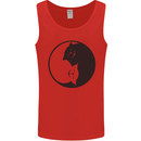 Yin Yang Cat Lover Funny Kitten Pet Mens Vest Tank Top Red