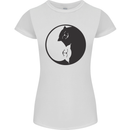 Yin Yang Cat Lover Funny Kitten Pet Womens Petite Cut T-Shirt White