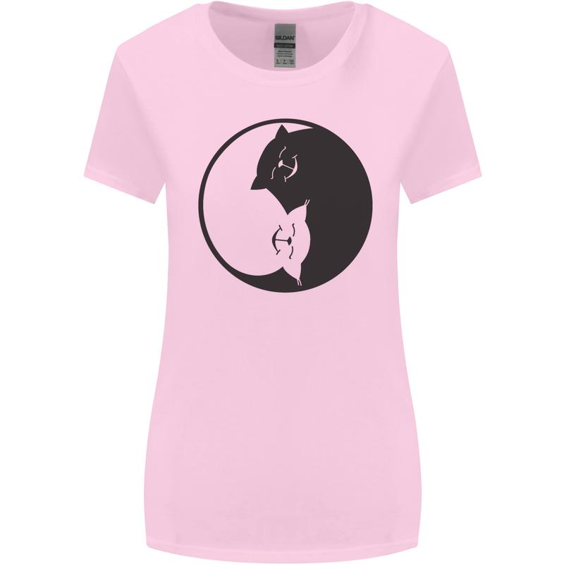 Yin Yang Cat Lover Funny Kitten Pet Womens Wider Cut T-Shirt Light Pink