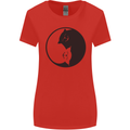 Yin Yang Cat Lover Funny Kitten Pet Womens Wider Cut T-Shirt Red