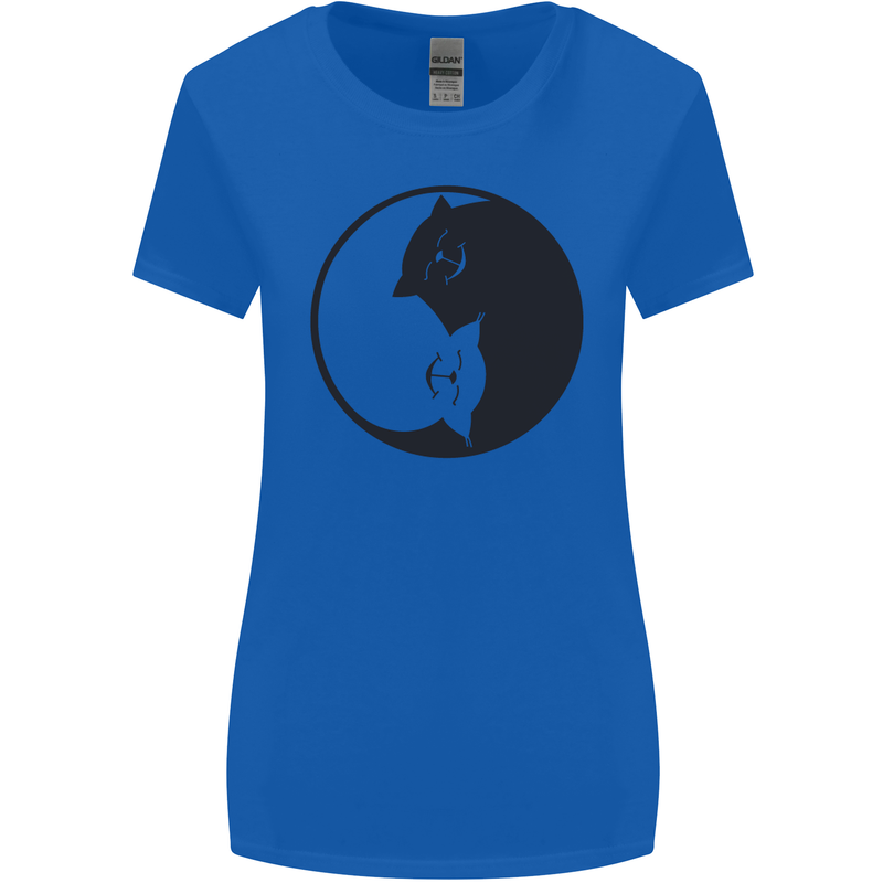 Yin Yang Cat Lover Funny Kitten Pet Womens Wider Cut T-Shirt Royal Blue