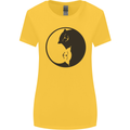 Yin Yang Cat Lover Funny Kitten Pet Womens Wider Cut T-Shirt Yellow