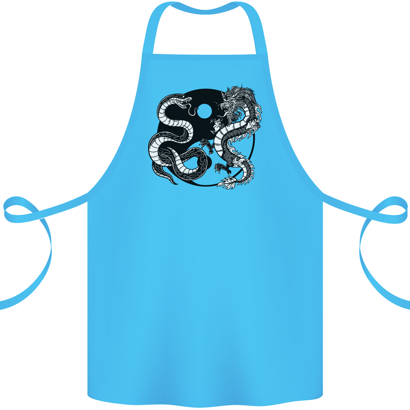 Yin Yang Dragons Japan Japanese Cotton Apron 100% Organic Turquoise