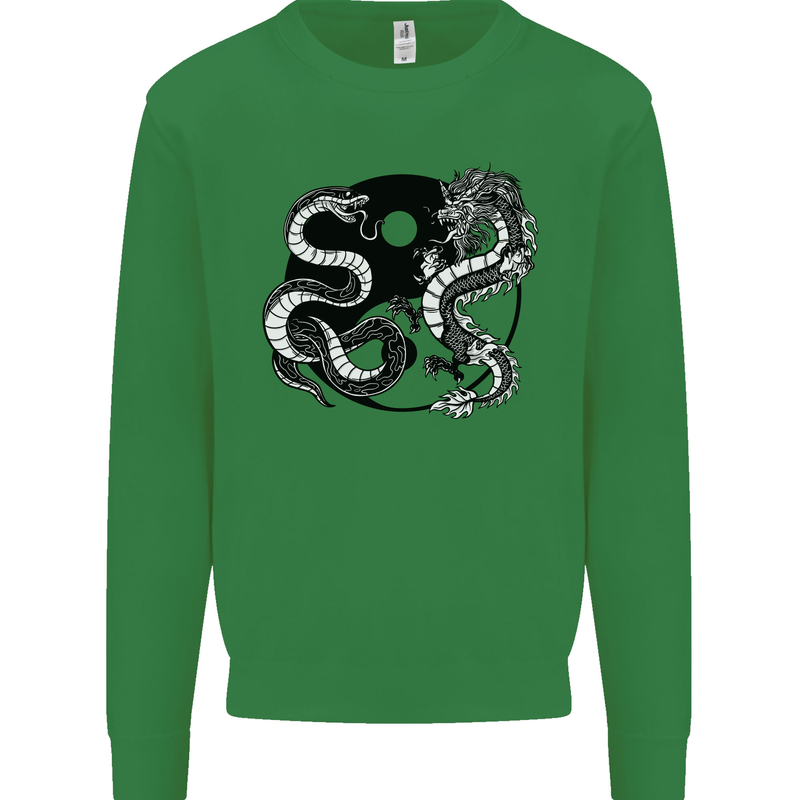 Yin Yang Dragons Japan Japanese Kids Sweatshirt Jumper Irish Green