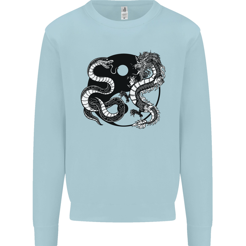 Yin Yang Dragons Japan Japanese Kids Sweatshirt Jumper Light Blue