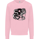 Yin Yang Dragons Japan Japanese Kids Sweatshirt Jumper Light Pink