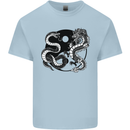 Yin Yang Dragons Japan Japanese Kids T-Shirt Childrens Light Blue