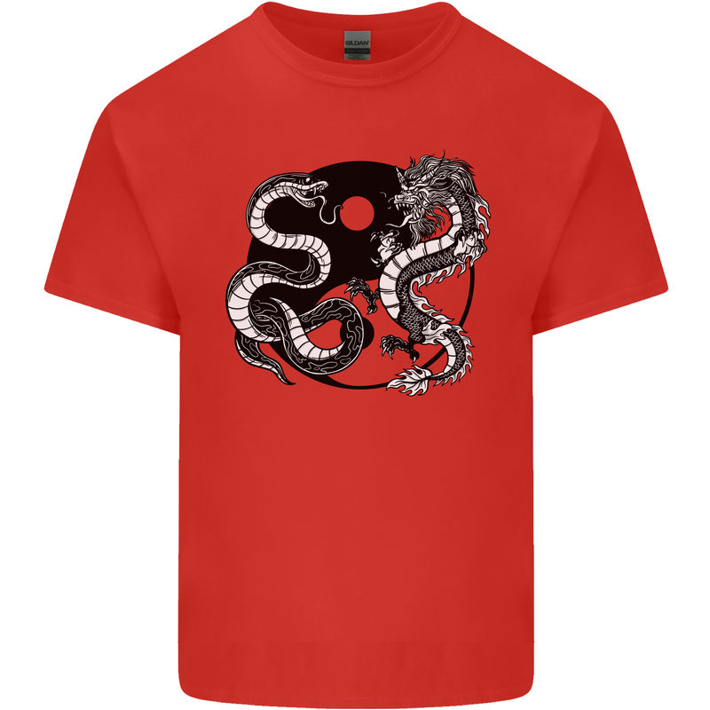 Yin Yang Dragons Japan Japanese Kids T-Shirt Childrens Red
