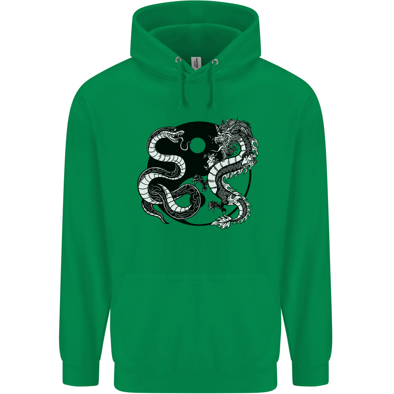 Yin Yang Dragons Japan Japanese Mens 80% Cotton Hoodie Irish Green