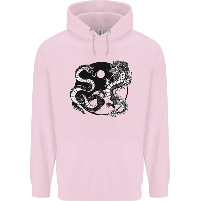 Yin Yang Dragons Japan Japanese Mens 80% Cotton Hoodie Light Pink