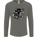 Yin Yang Dragons Japan Japanese Mens Long Sleeve T-Shirt Charcoal