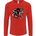 Yin Yang Dragons Japan Japanese Mens Long Sleeve T-Shirt Red