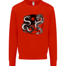 Yin Yang Dragons Japan Japanese Mens Sweatshirt Jumper Bright Red
