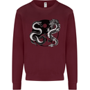 Yin Yang Dragons Japan Japanese Mens Sweatshirt Jumper Maroon