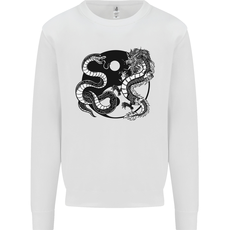 Yin Yang Dragons Japan Japanese Mens Sweatshirt Jumper White