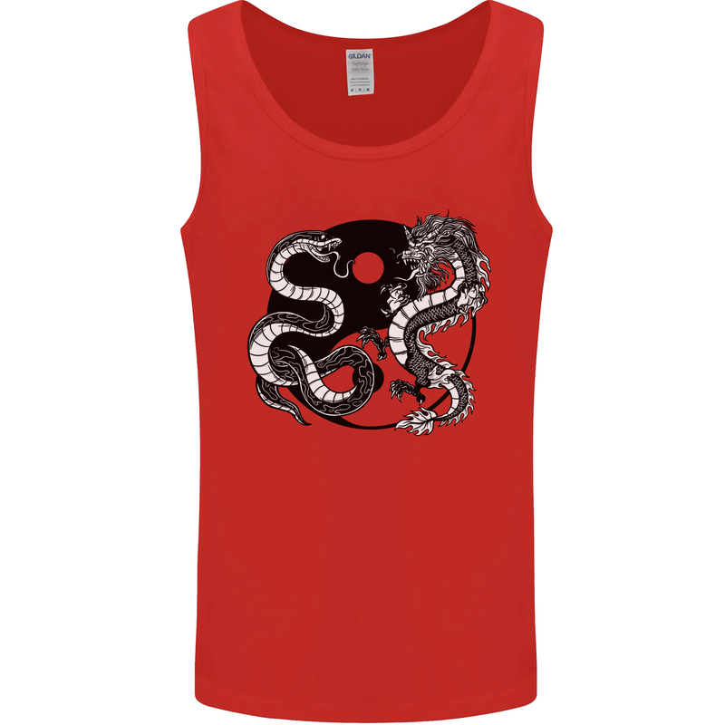 Yin Yang Dragons Japan Japanese Mens Vest Tank Top Red
