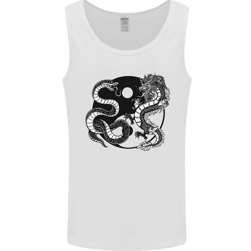 Yin Yang Dragons Japan Japanese Mens Vest Tank Top White