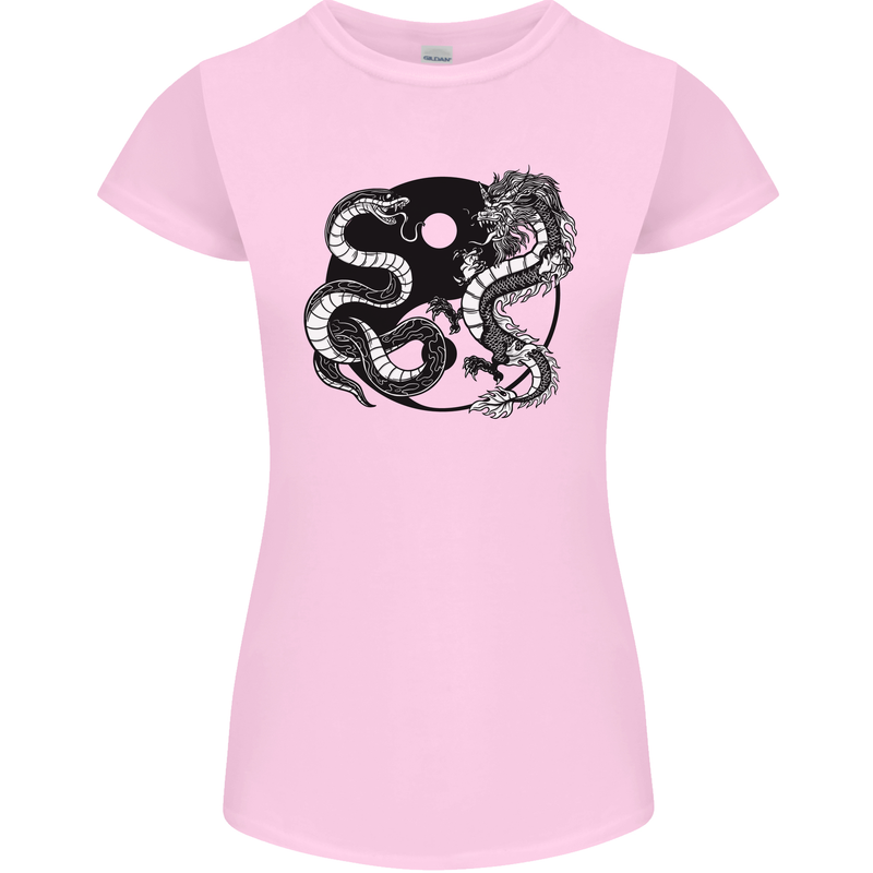 Yin Yang Dragons Japan Japanese Womens Petite Cut T-Shirt Light Pink
