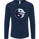 Yin Yang Glitch Yoga Meditation SCI-FI MMA Mens Long Sleeve T-Shirt Navy Blue