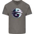 Yin Yang Glitch Yoga Meditation SCI-FI MMA Mens V-Neck Cotton T-Shirt Charcoal