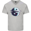 Yin Yang Glitch Yoga Meditation SCI-FI MMA Mens V-Neck Cotton T-Shirt Sports Grey