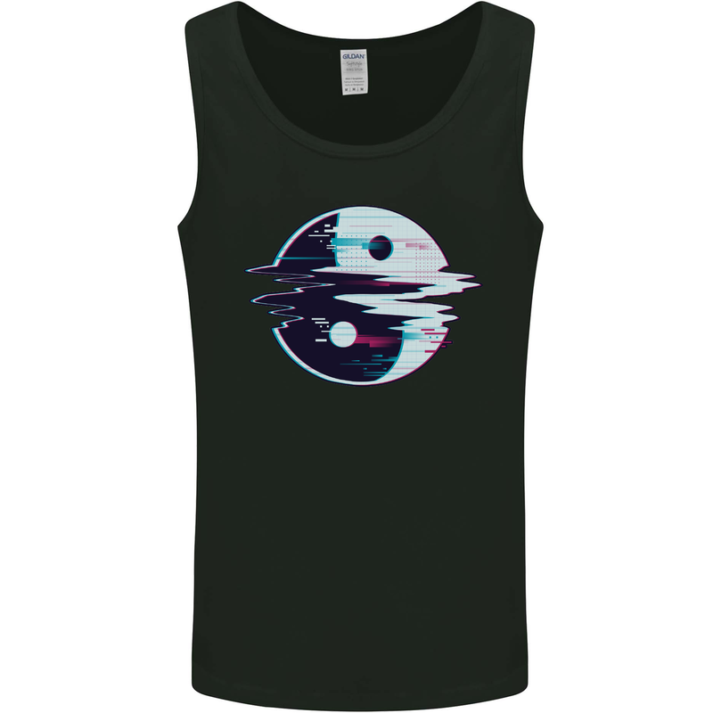 Yin Yang Glitch Yoga Meditation SCI-FI MMA Mens Vest Tank Top Black