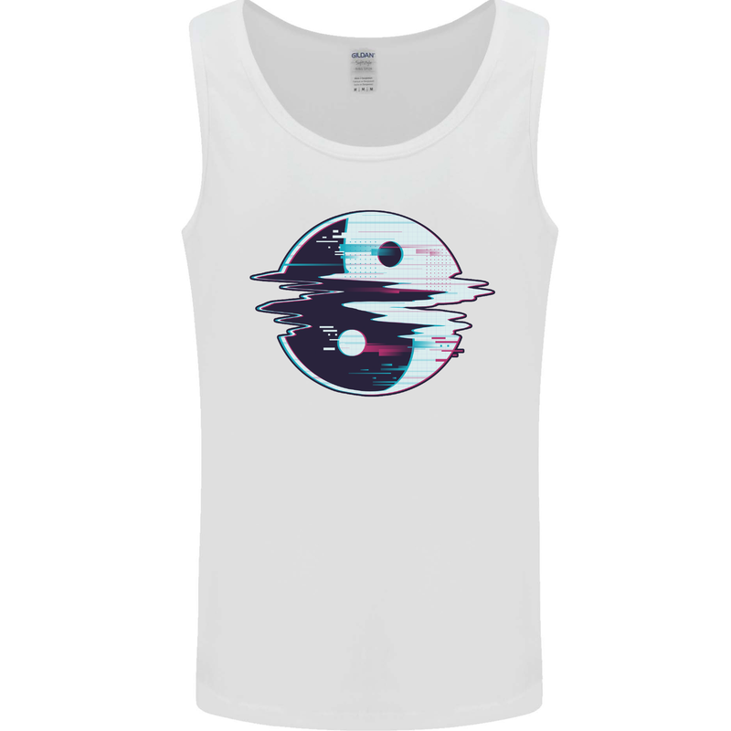 Yin Yang Glitch Yoga Meditation SCI-FI MMA Mens Vest Tank Top White