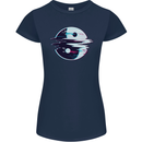 Yin Yang Glitch Yoga Meditation SCI-FI MMA Womens Petite Cut T-Shirt Navy Blue