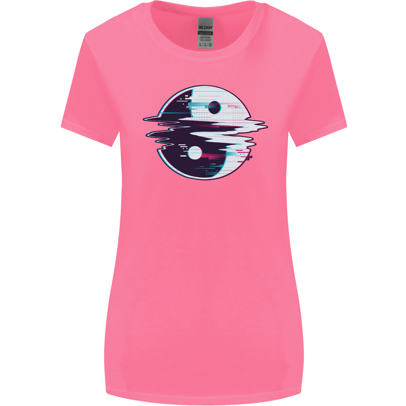 Yin Yang Glitch Yoga Meditation SCI-FI MMA Womens Wider Cut T-Shirt Azalea