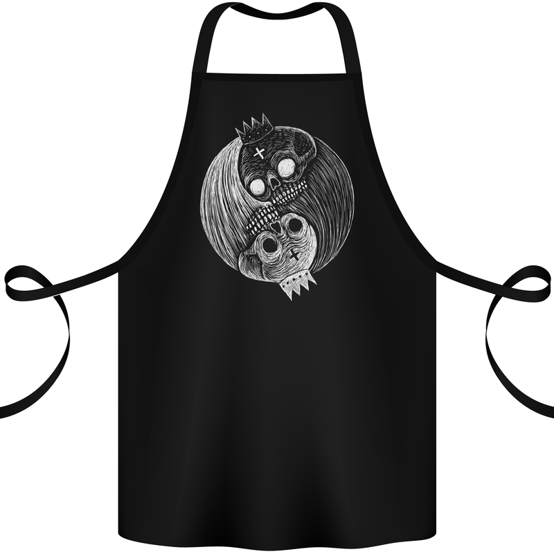 Yin Yang Skull Kings Gothic Tattoo Biker Cotton Apron 100% Organic Black