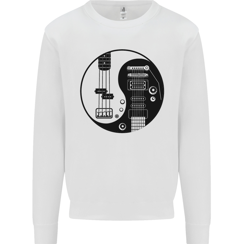 Ying Yang Guitar Guitarist Electric Bass Mens Sweatshirt Jumper White