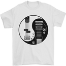 Ying Yang Guitar Guitarist Electric Bass Mens T-Shirt Cotton Gildan White