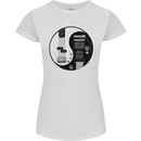 Ying Yang Guitar Guitarist Electric Bass Womens Petite Cut T-Shirt White