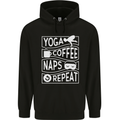 Yoga Coffee Naps Repeat Funny Childrens Kids Hoodie Black