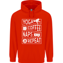 Yoga Coffee Naps Repeat Funny Childrens Kids Hoodie Bright Red